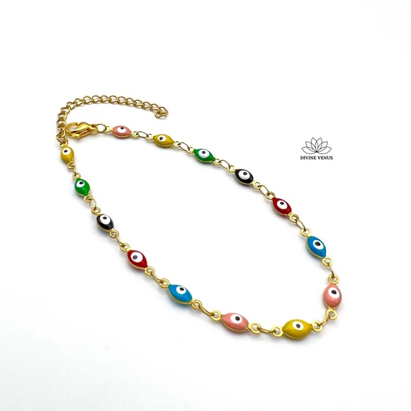 Evil Eye Anklet | Gold Plated Stainless Steel - Picture 4 of 6